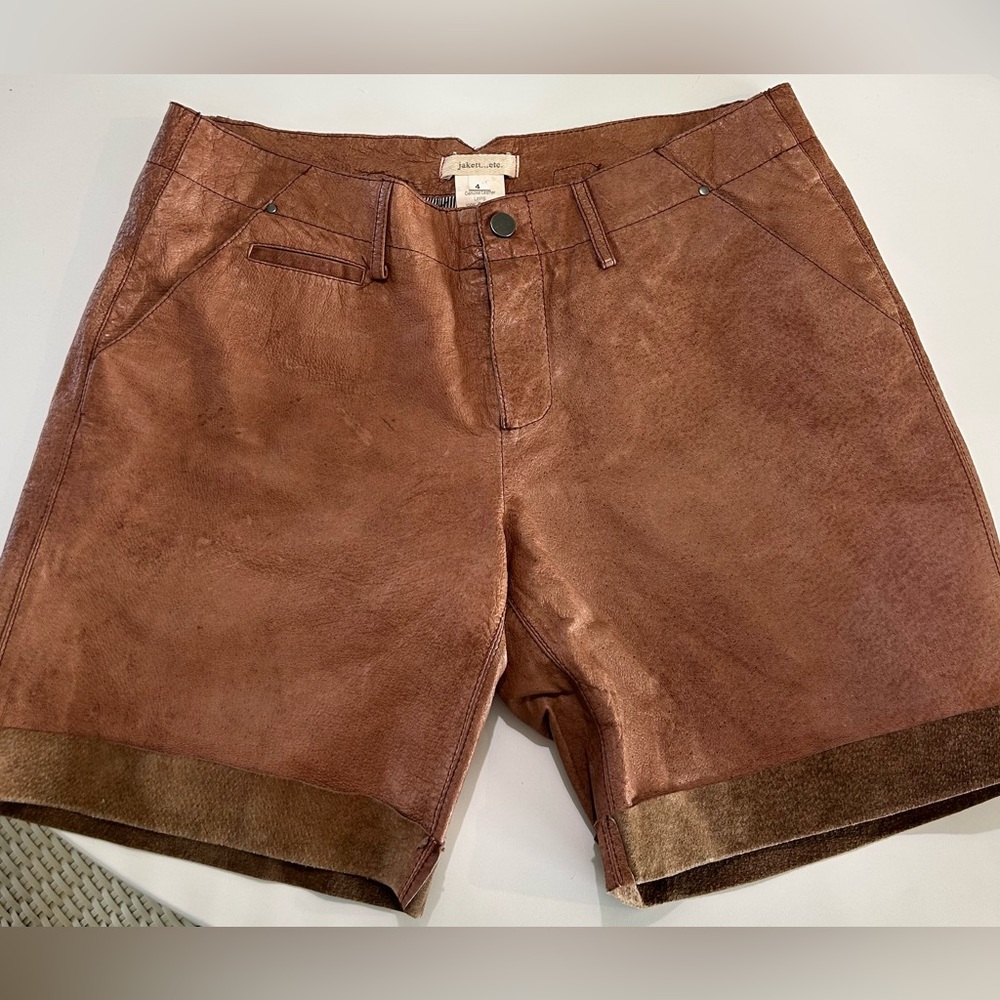 Anthropologie Jakett…etc. distressed leather/suede shorts size 4 Festival Boho